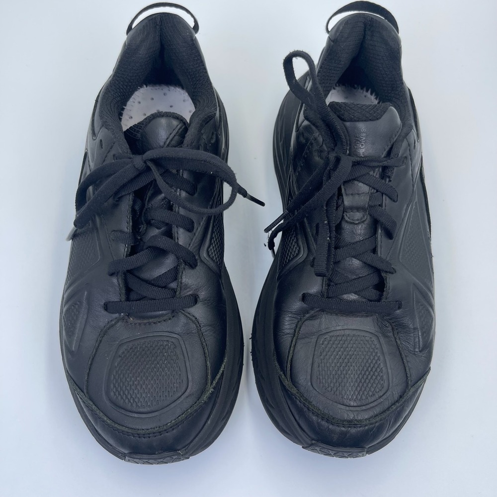 Hoka One One 1019717-BLK Womens US 7 Bondi Leather Lace Up Low-Top Running Shoes